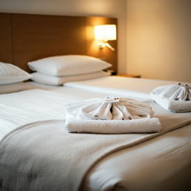 Clean hotel bedding